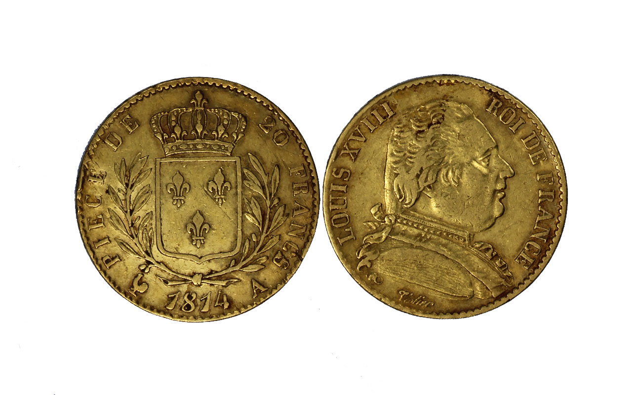 Luigi XVIII - 20 franchi gr. 6,45 in oro 900/