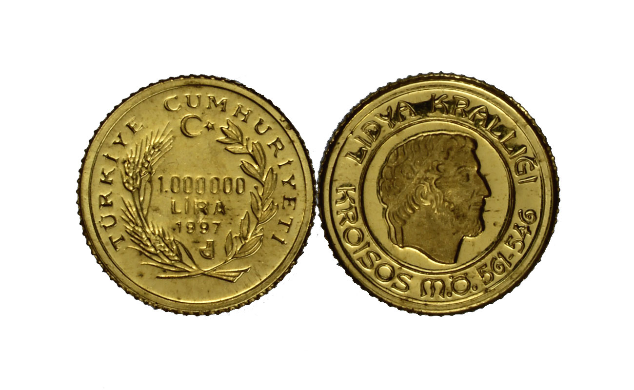 "Re Creso di Lidia" - 1 milione di lire di gr. 1,24 in oro 999/