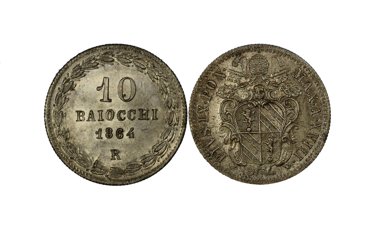 Papa Pio IX - 15 Baiocchi gr. 2,69 in oro 900/