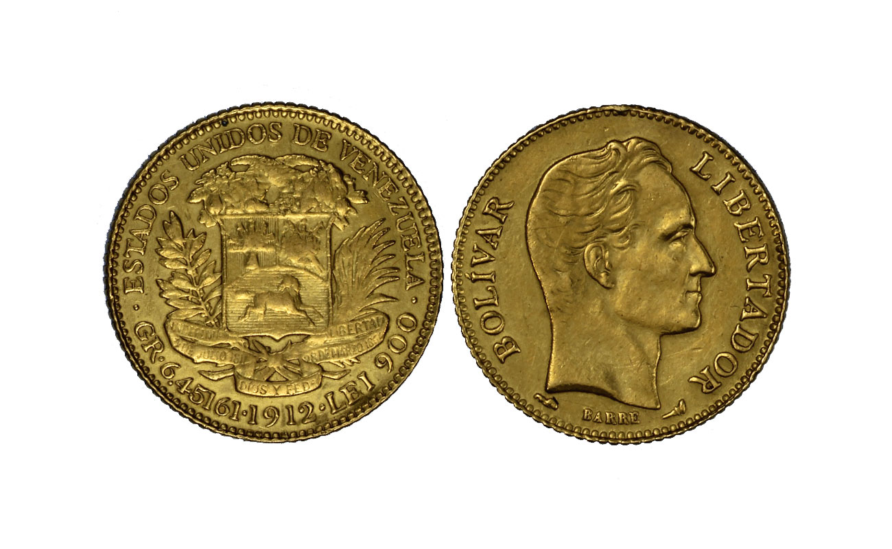 20 Bolivares gr. 6,45 in oro 900/