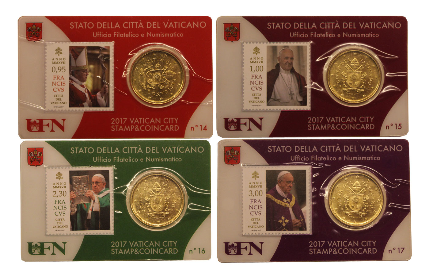 Papa Francesco - 4 Stamp & coincard n 14-15-16-17