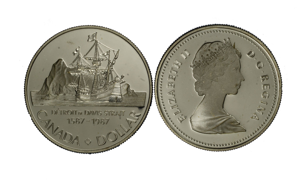 "400 Scoperta dello Stretto di Davis" - Regina Elisabetta II - Dollaro gr. 23,32 in arg. 500/