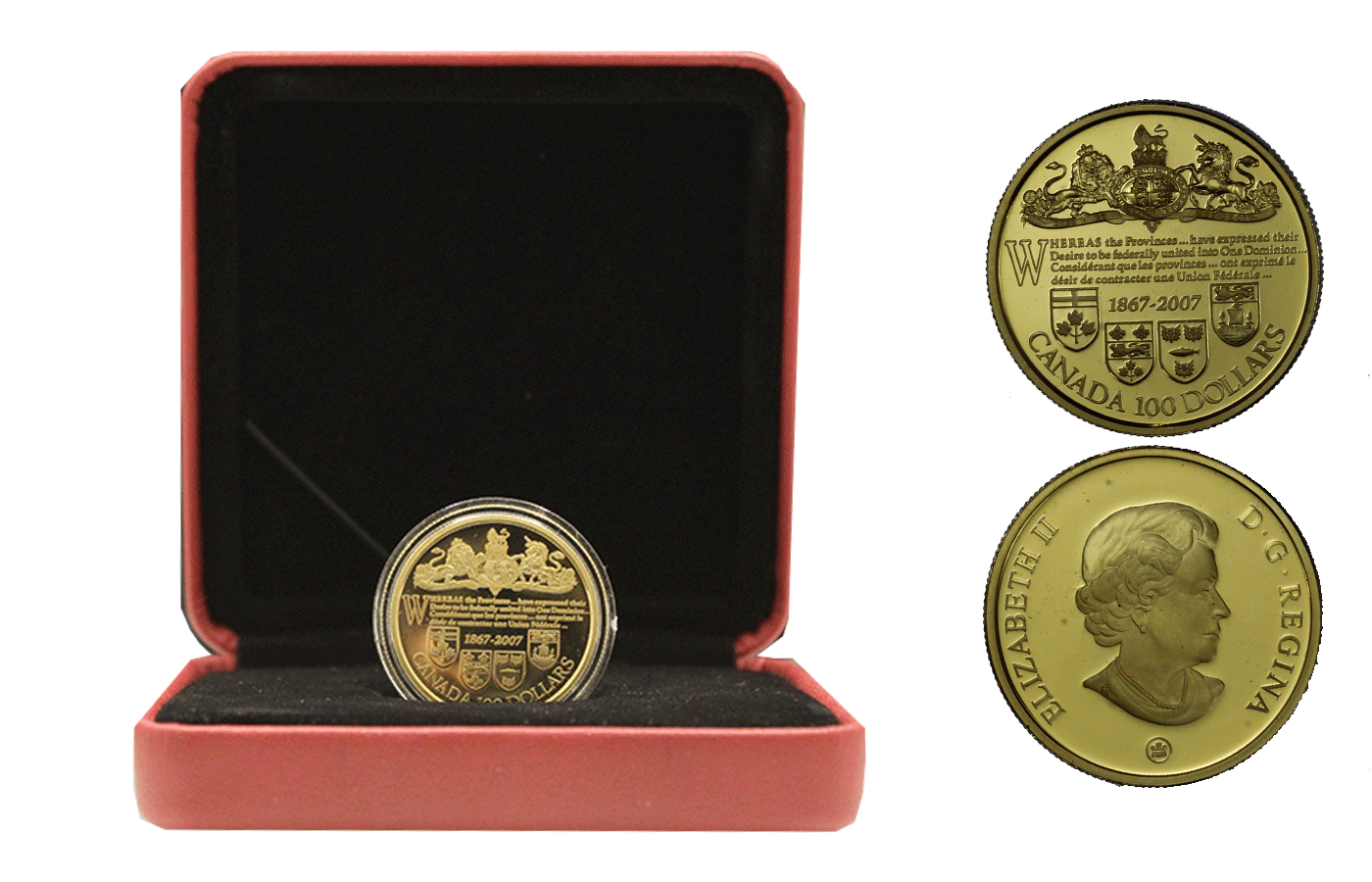 "Dominion canadese" - Regina Elisabetta II -  100 Dollari gr. 12,00 in oro 585/ - In conf. originale