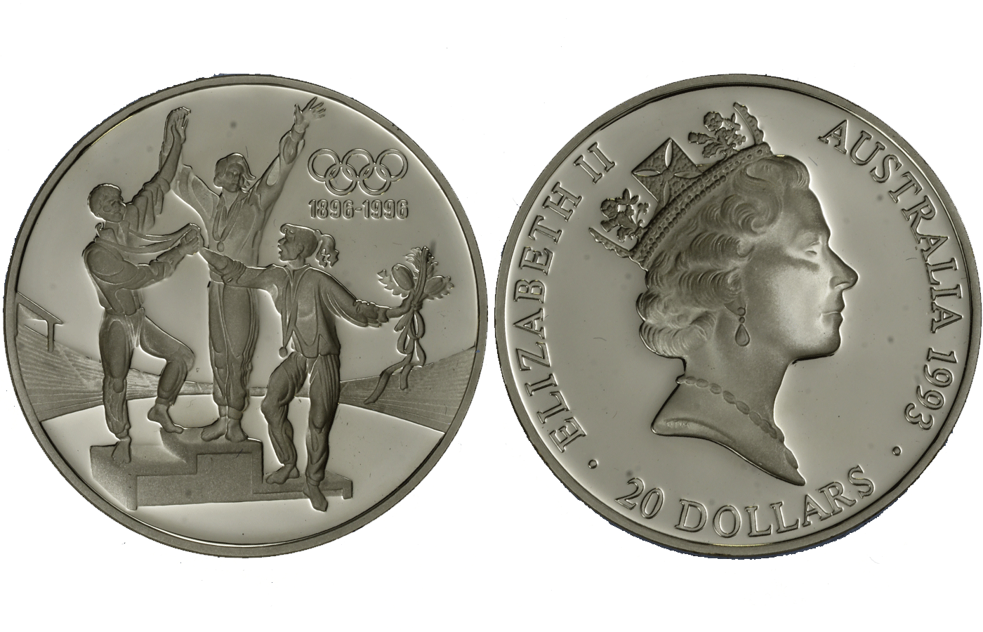 "100  Giochi olimpici: podio" - Regina Elisabetta II - 20 Dollari gr. 33,62 in arg. 925/