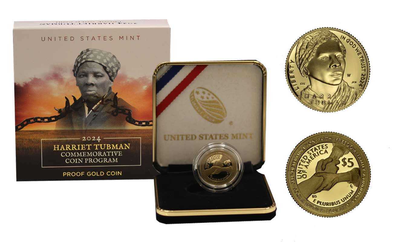 "Harriet Tubman" - 5 Dollari gr. 6,88 in oro 900/ - In conf. originale