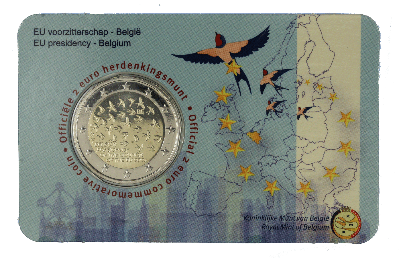"Turno di Presidenza del Consiglio dell'Unione europea tenuto dal Belgio" - 2 Euro - In coincard fiamminga