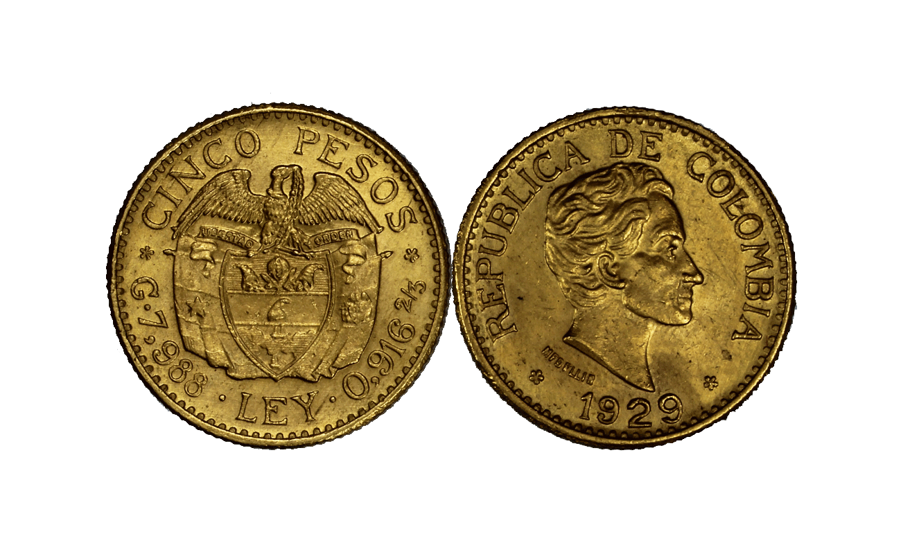 Simon Bolivar - 5 Pesos gr. 7,98 in oro 917/