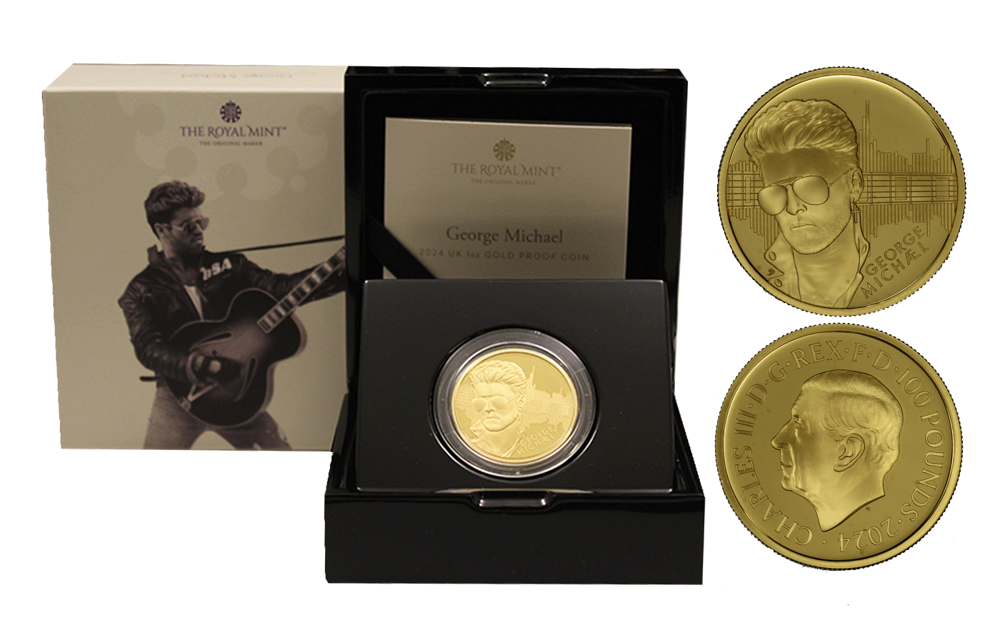 "Music Legends:  George Michael" - Re Carlo III - 100 Pounds gr. 31,21 in oro 999/ - Tiratura 150 pezzi