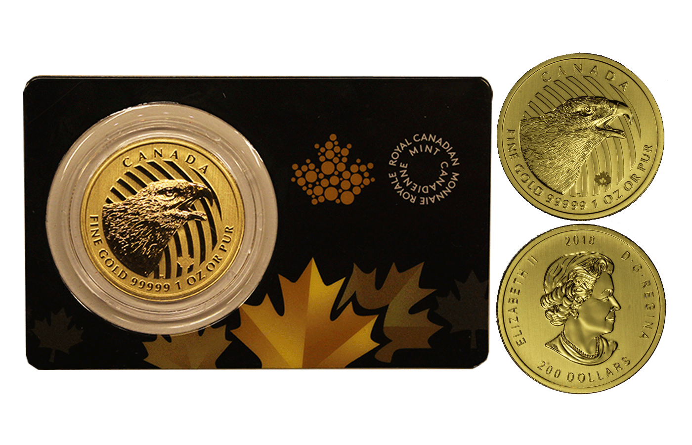 "Natura Selvaggia - Aquila" - Regina Elisabetta II - Oncia gr. 31,10 in oro 999/ - In coincard