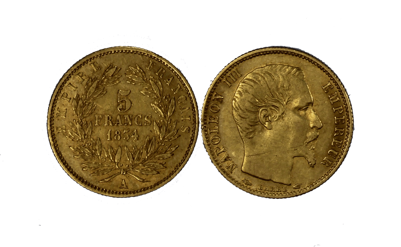  Napoleone III imperatore - 5 Franchi gr. 1,63 in oro 900/
