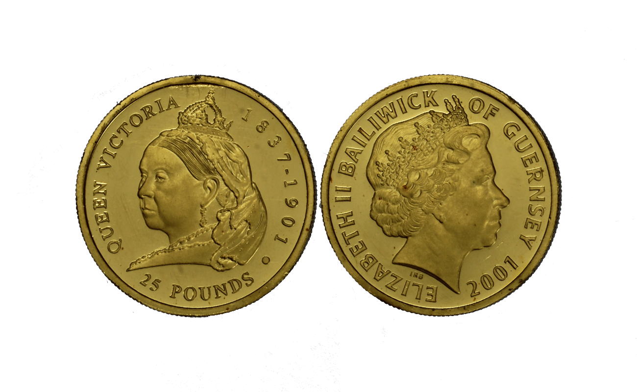 "100 Morte Regina Vittoria" - Regina Elisabetta II - 25 Pounds gr. 7,81 in oro 917/