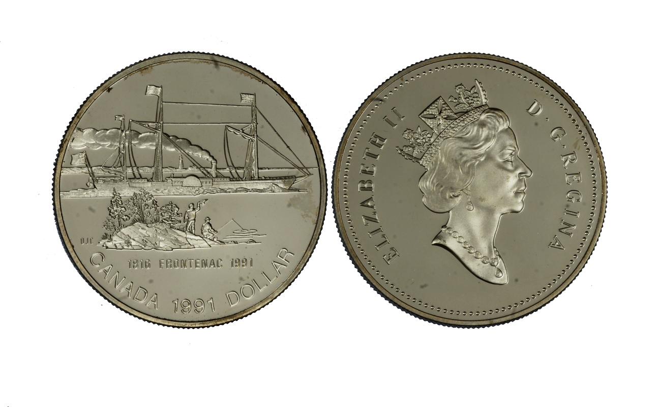 "175 Battello a vapore Frontenac" - Regina Elisabetta II - Dollaro gr. 23,32 in arg. 500/