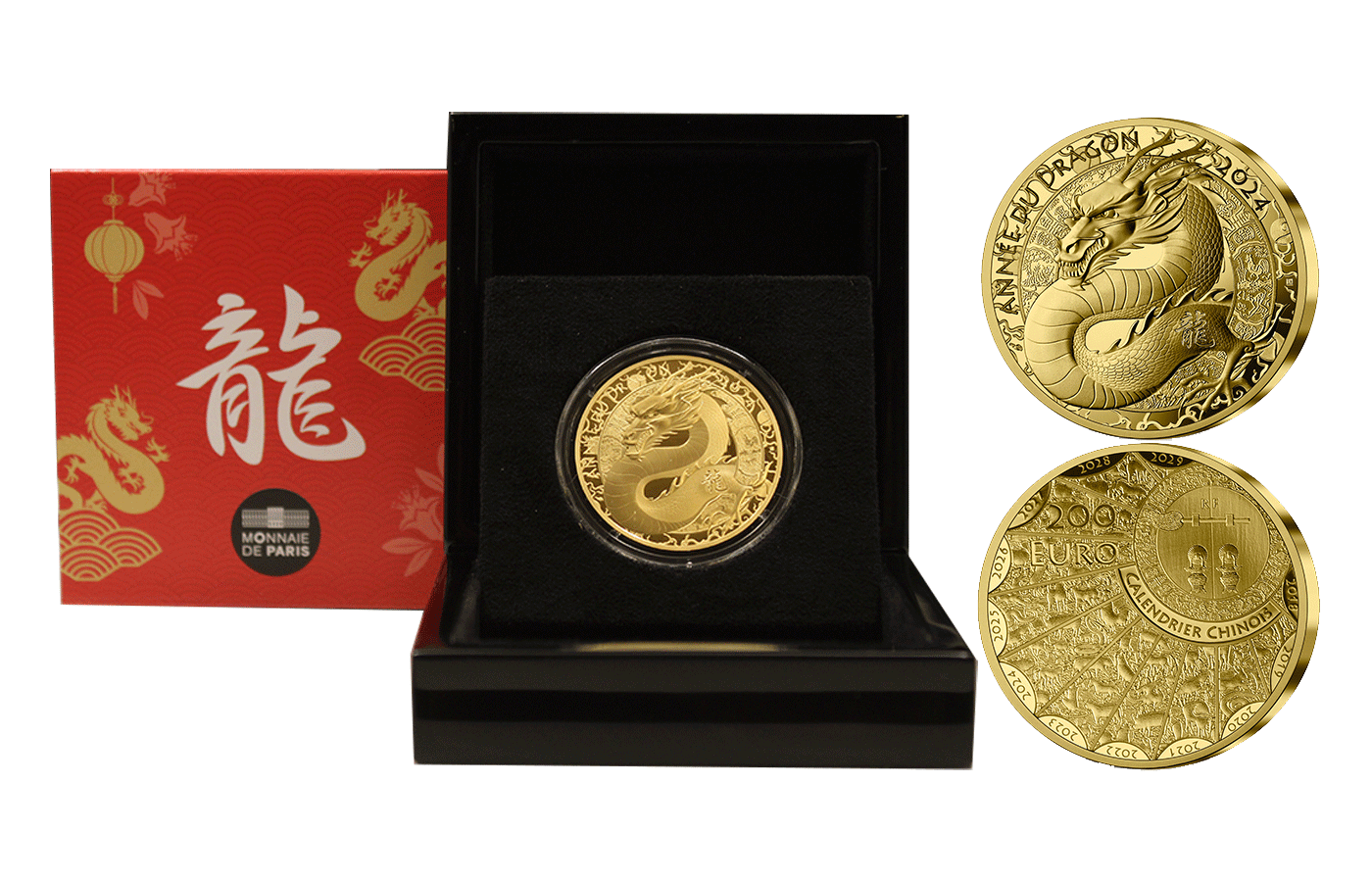 "Calendario cinese: drago" - 200 Euro gr. 31,104 in oro 999/ - Tiratura 500 pezzi