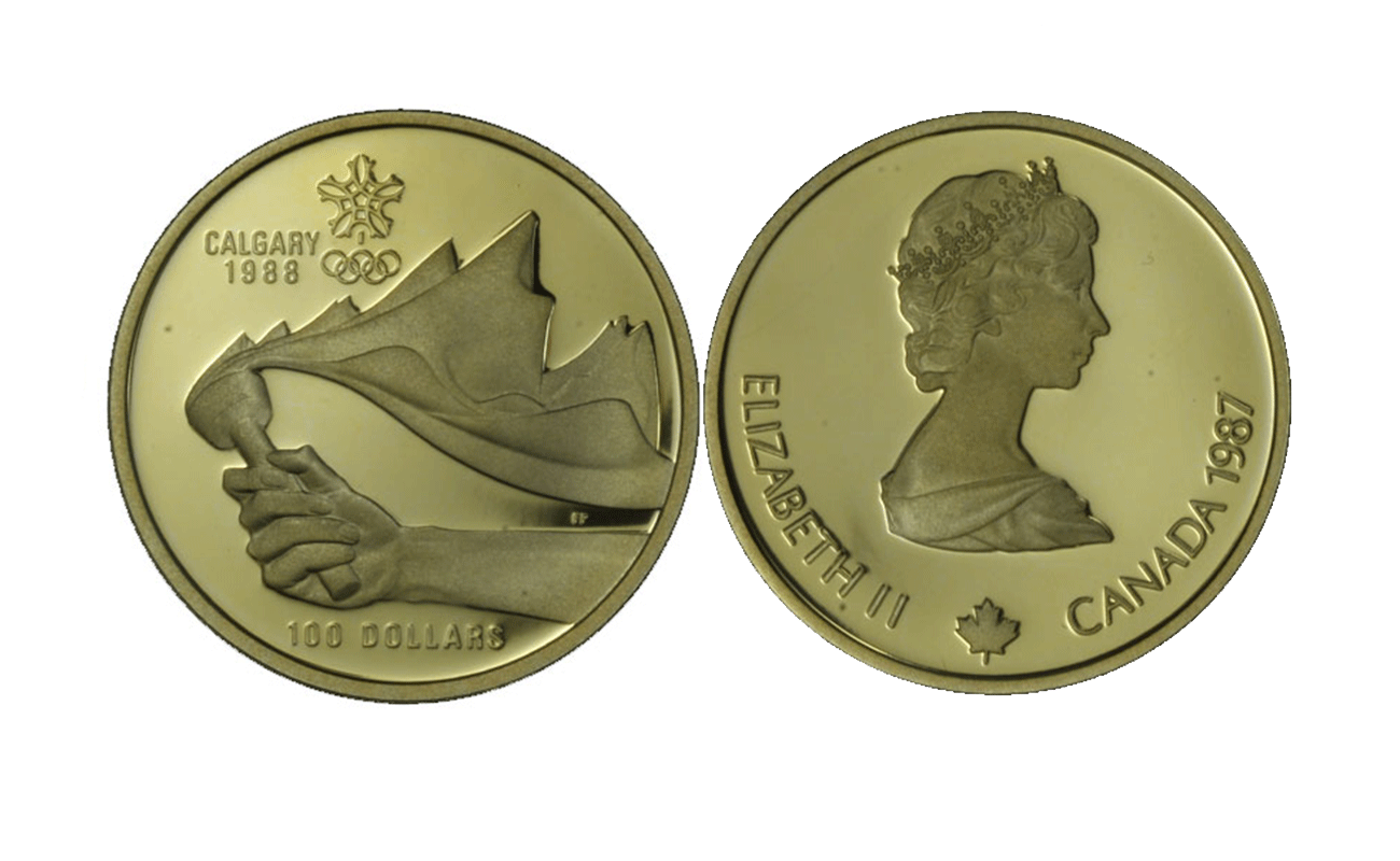 "Olimpiadi di Calgary" - Regina Elisabetta II - 100 Dollari gr. 13,34 in oro 583/ - PREZZO SPECIALE!!