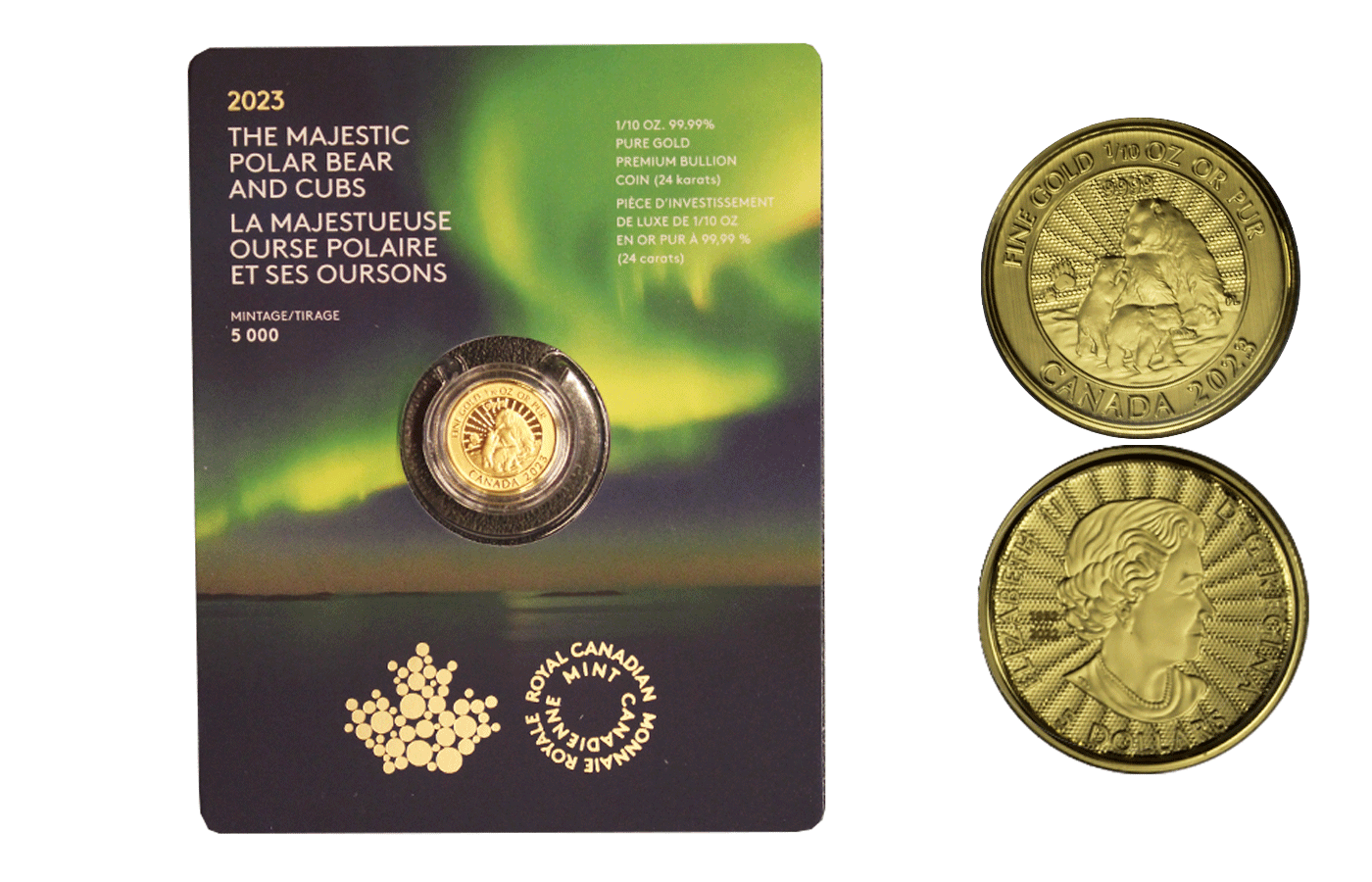 "Orso Polare" - Regina Elisabetta II - 1/10 Oncia gr. 3,11 in oro 999/ - Tiratura 5000 pezzi