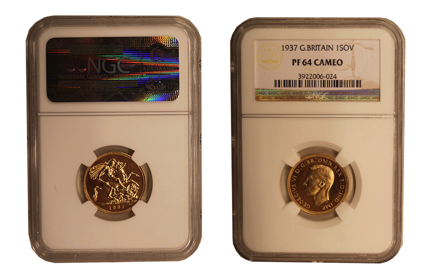 Re Giorgio VI - Sterlina gr. 7,98 in oro 917/ - In slab