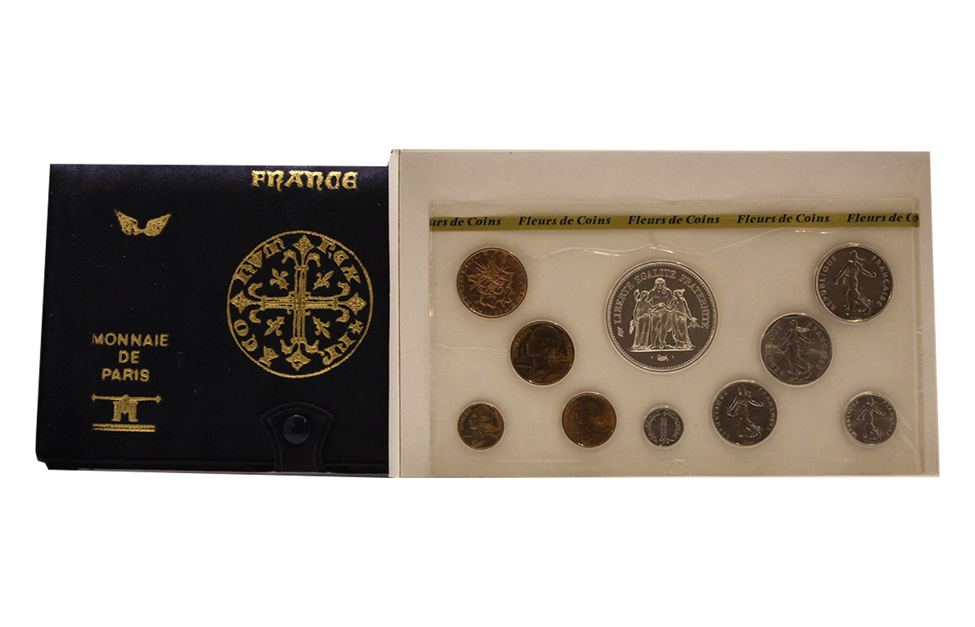 Serie divisionale di 10 monete con 50 franchi gr. 30,00 in arg. 900/ - In conf. originale