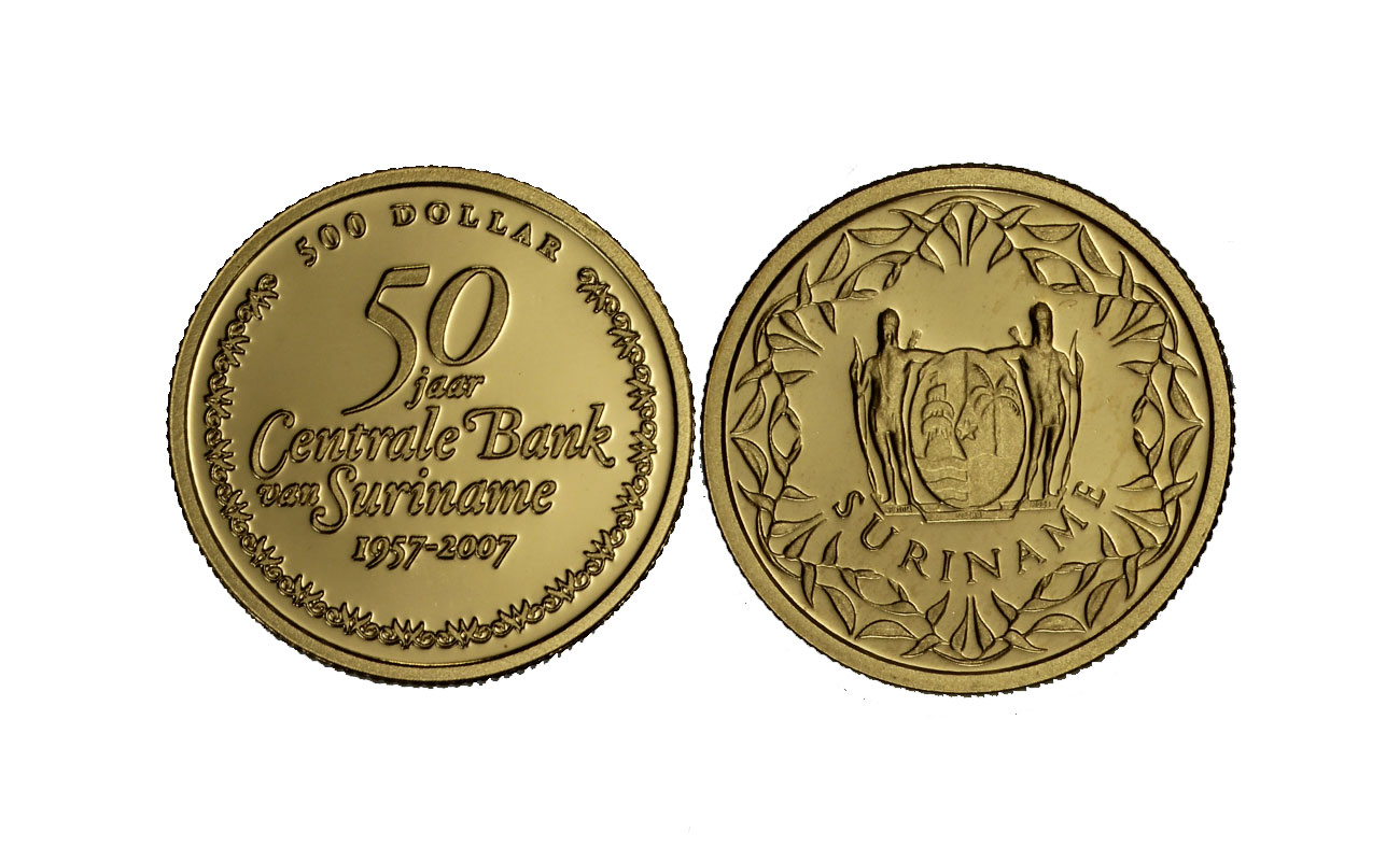 "50 Banca centrale" - 500 Dollari gr. 7,98 in oro 917/