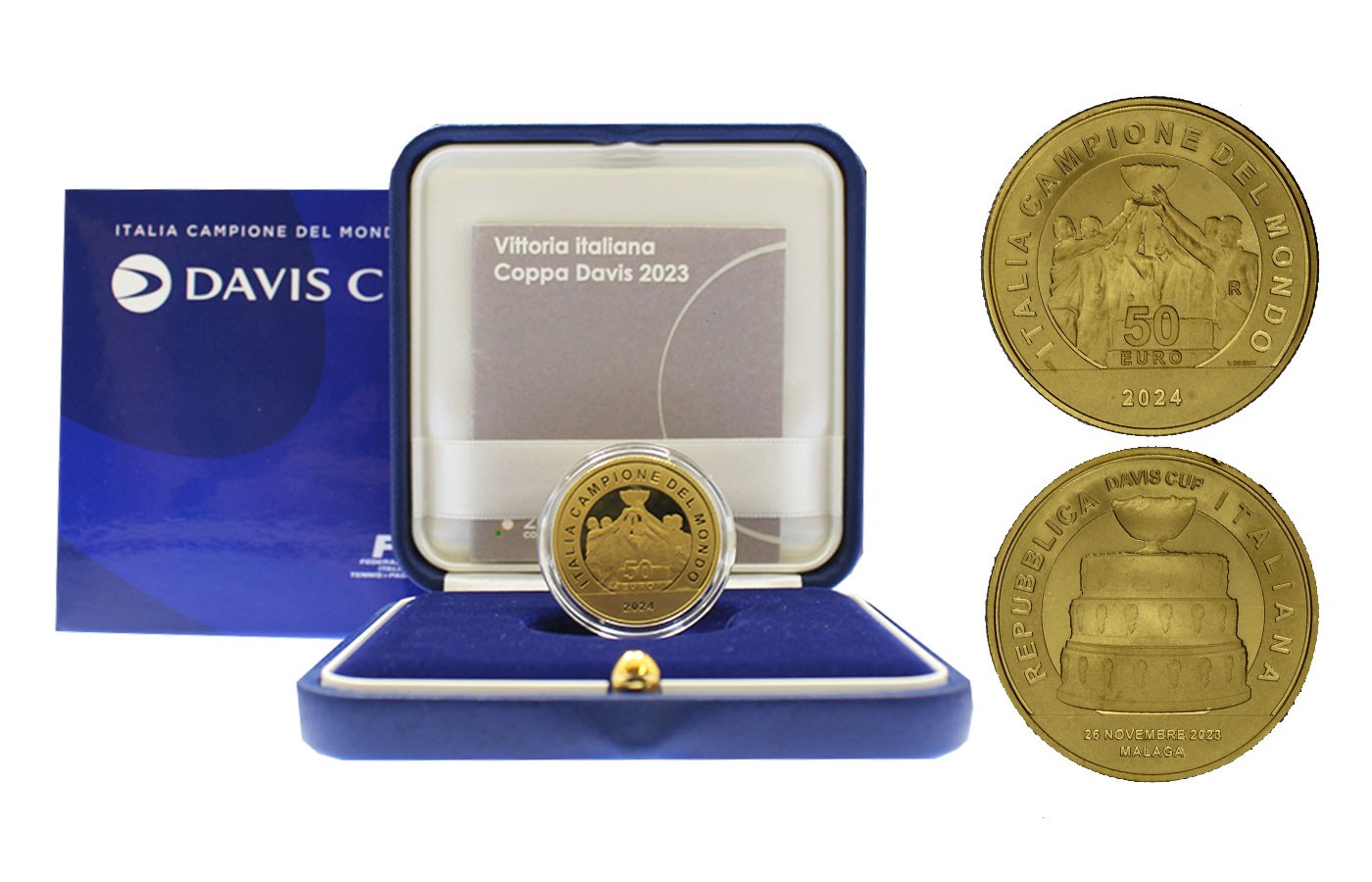 "Italia campione del mondo: Coppa Davis" - 50 Euro gr. 15,55 in oro 999/ - Tiratura 500 pezzi