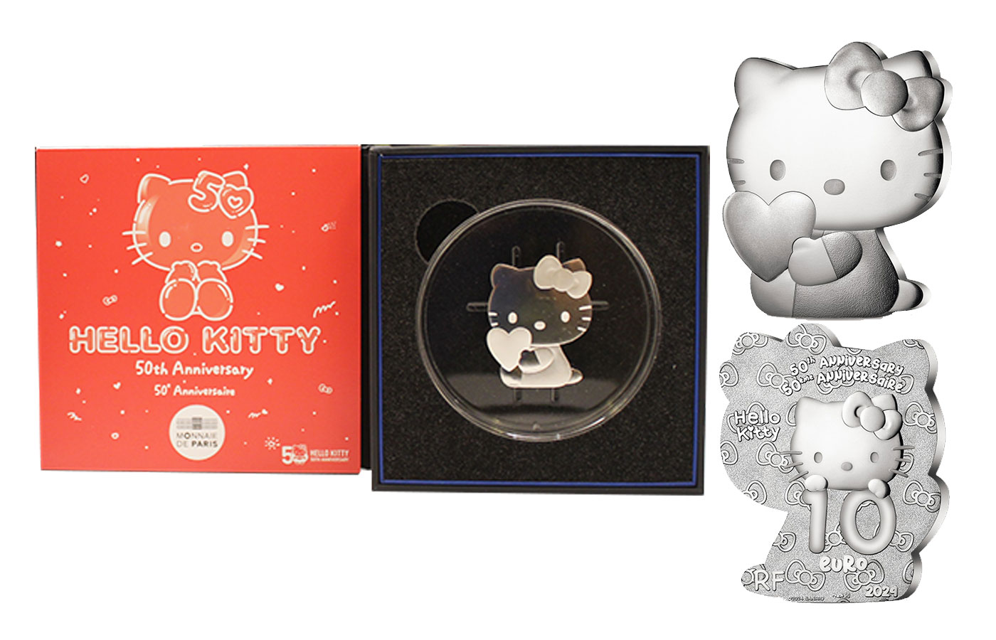 "50 Hello Kitty" - 10 Euro gr. 22,20 in arg. 999/ - Tiratura 5000 pezzi
