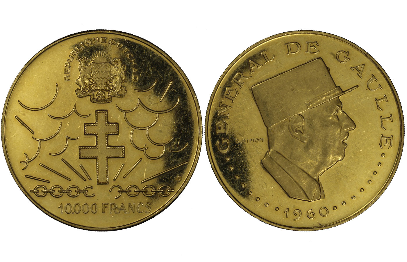 "Generale De Gaulle" - 10.000 Franchi gr. 35,00 in oro 900/