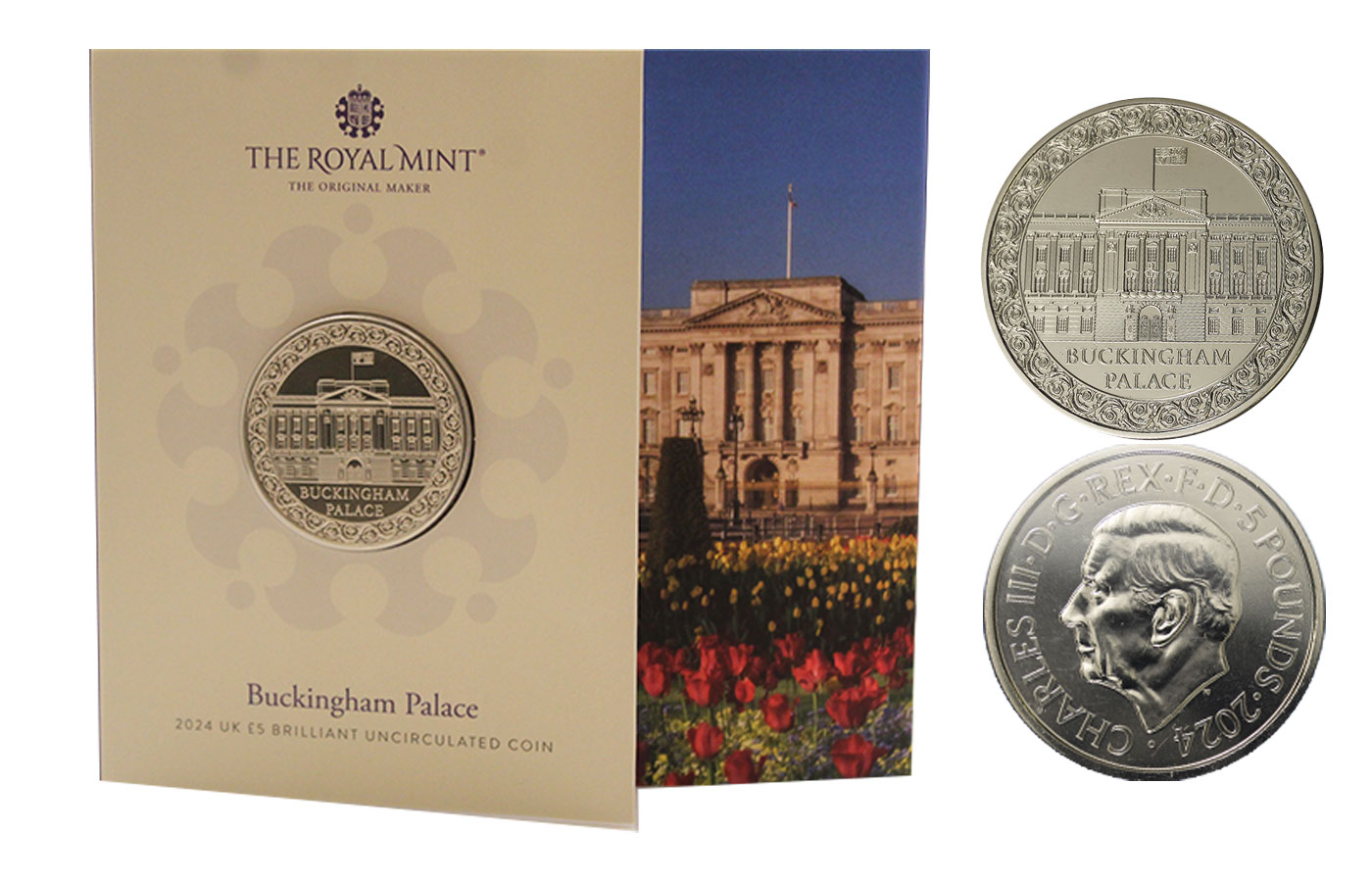 "Buckingham Palace" - Re Carlo III - 5 Pounds - In folder
