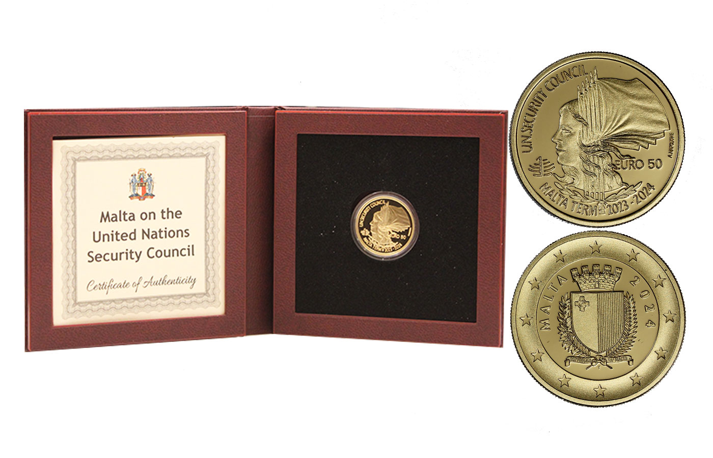 "Malta all'Onu" - 50 Euro gr. 6,5 in oro 916/ - Tiratura 400 pezzi
