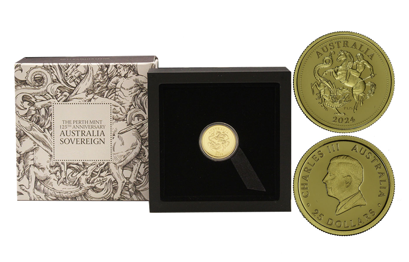 "Sterlina: 125 Perth Mint" - Re Carlo III - 25 Dollari gr. 7,98 in oro 917/ - Tiratura 2325 pezzi