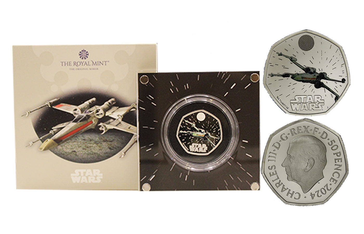 "Star Wars: X-wing" - Re Carlo III - 50 Pence gr. 8,00 in arg. 925/ - Tiratura 7500 pezzi