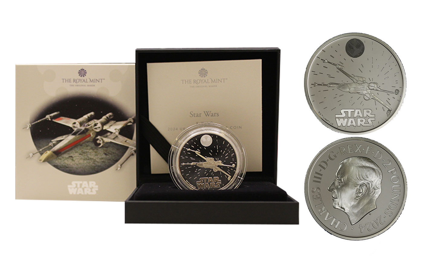 "Star Wars: X-wing" - Re Carlo III - 2 Pounds gr. 31,21 in arg. 999/ - Tiratura 3000 pezzi