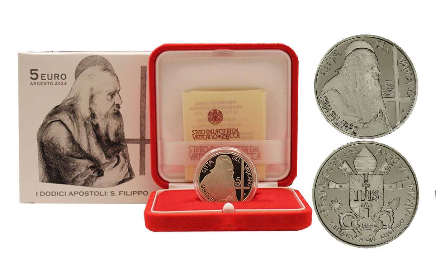 "I dodici Apostoli: San Filippo" - Papa Francesco - 5 Euro gr. 18,00 in arg. 925/ - Tiratura 3300 pezzi