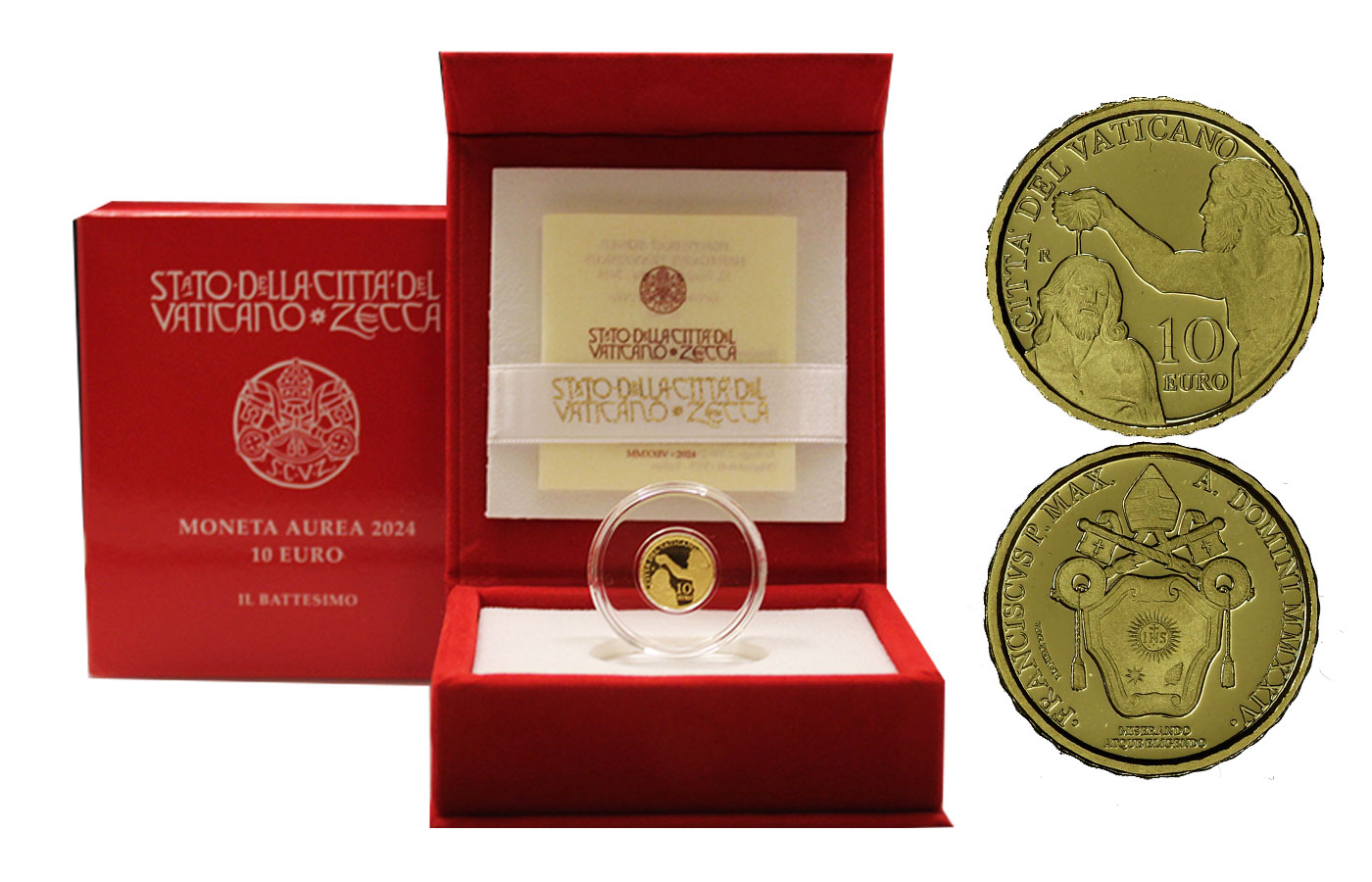 "Il Battesimo" - Papa Francesco - 10 Euro gr. 3,00 in oro 917/ - Tiratura 2400 pezzi