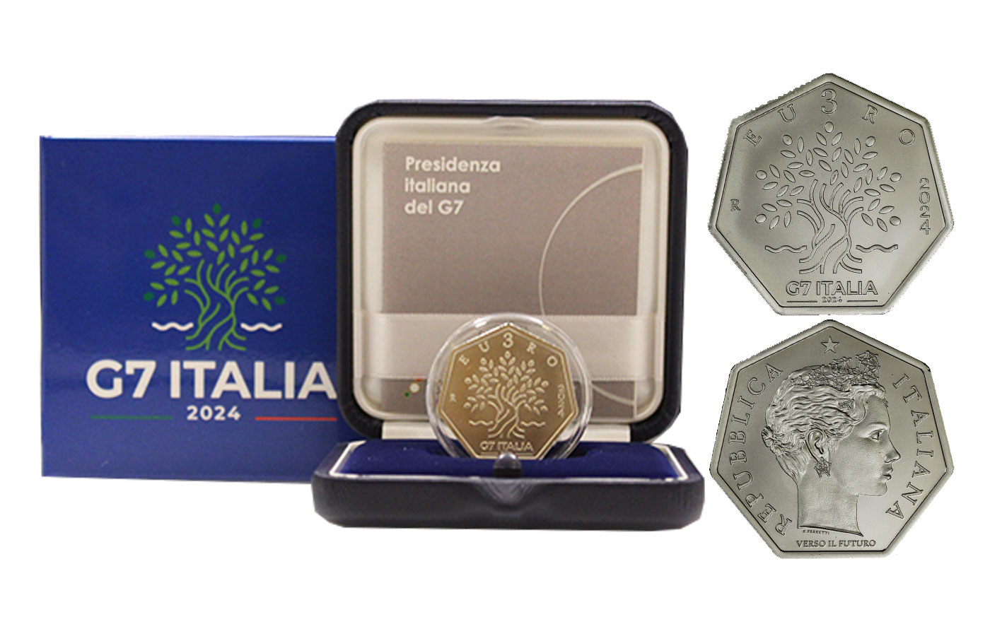 "Presidenza italiana del G7" - 3 Euro gr. 20,24 in arg. 925/ - Tiratura 4000 pezzi