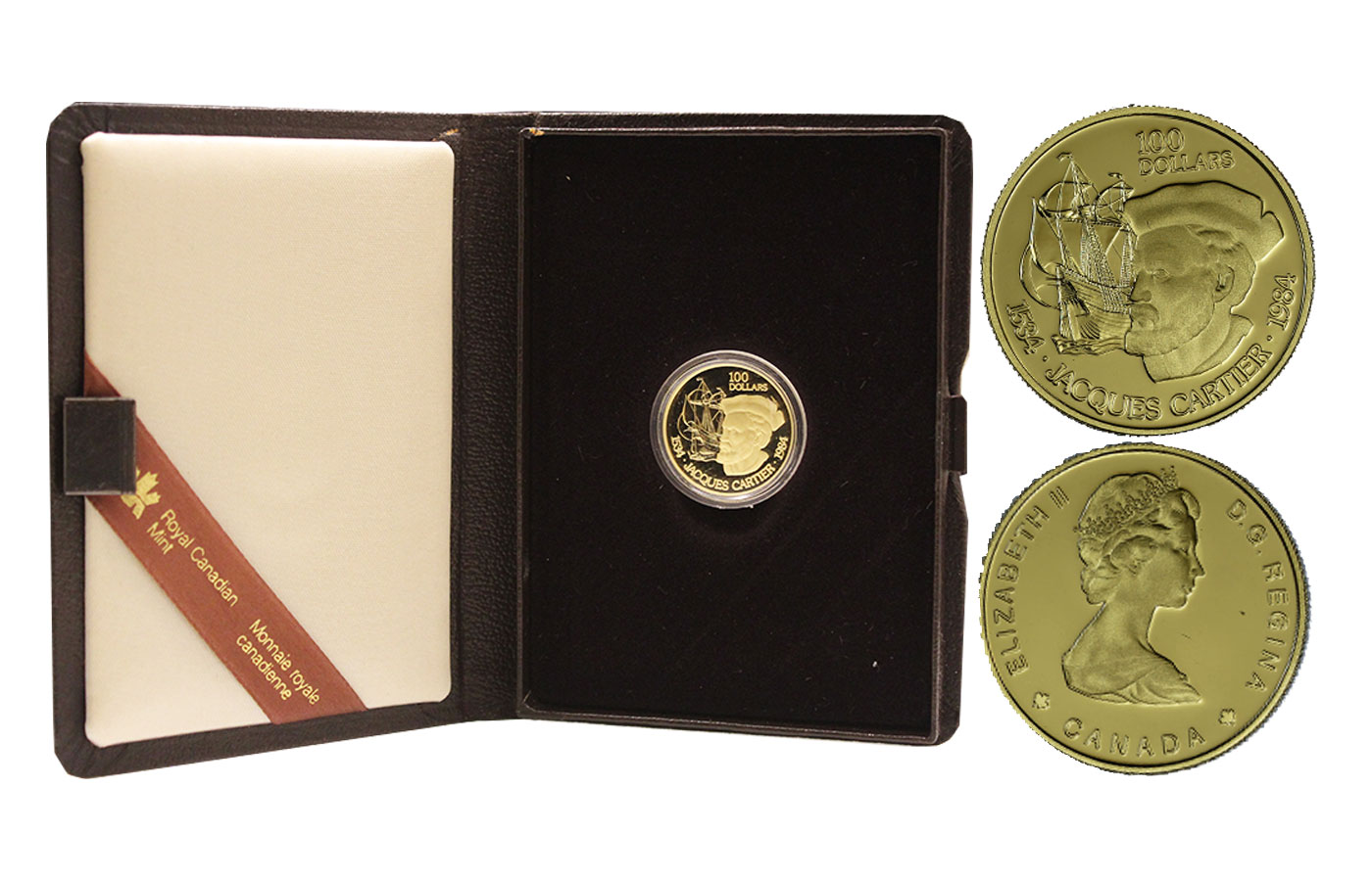 "Jacques Cartier" - Regina Elisabetta II - 100 dollari gr. 16,96 in oro 917/ - In conf. originale