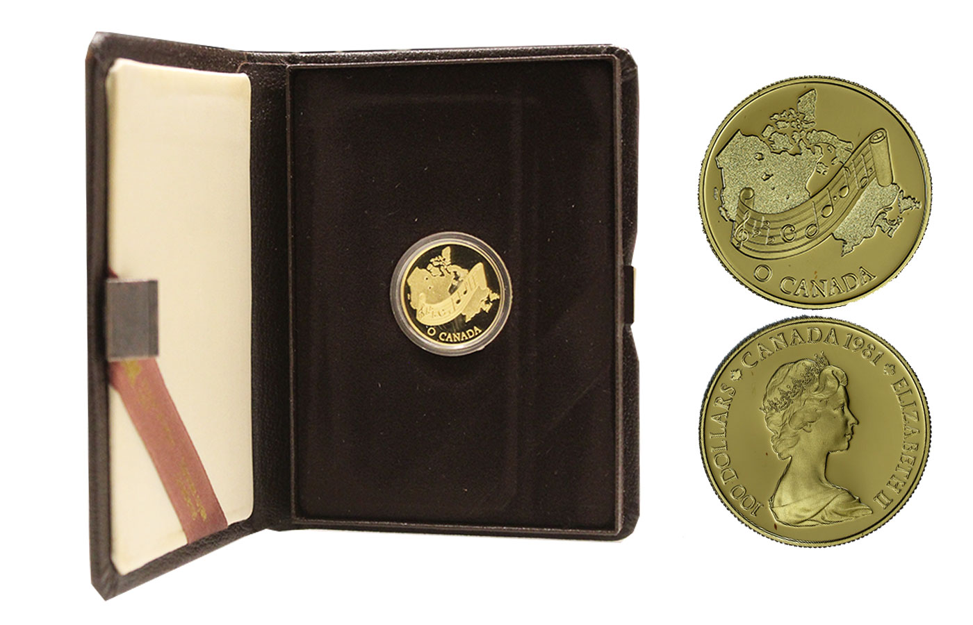 "Inno canadese" - Regina Elisabetta II - 100 Dollari gr. 16,96 in oro 917/ - In conf. originale