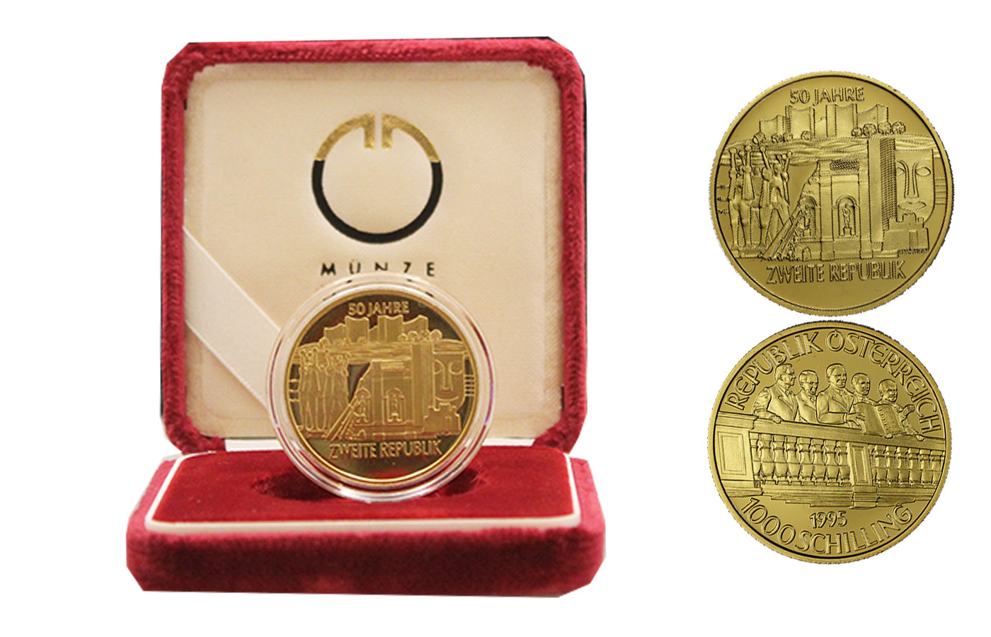 "50 Della Seconda Repubblica" - 1000 Scellini gr. 16,00 in oro 986/ - In conf. originale