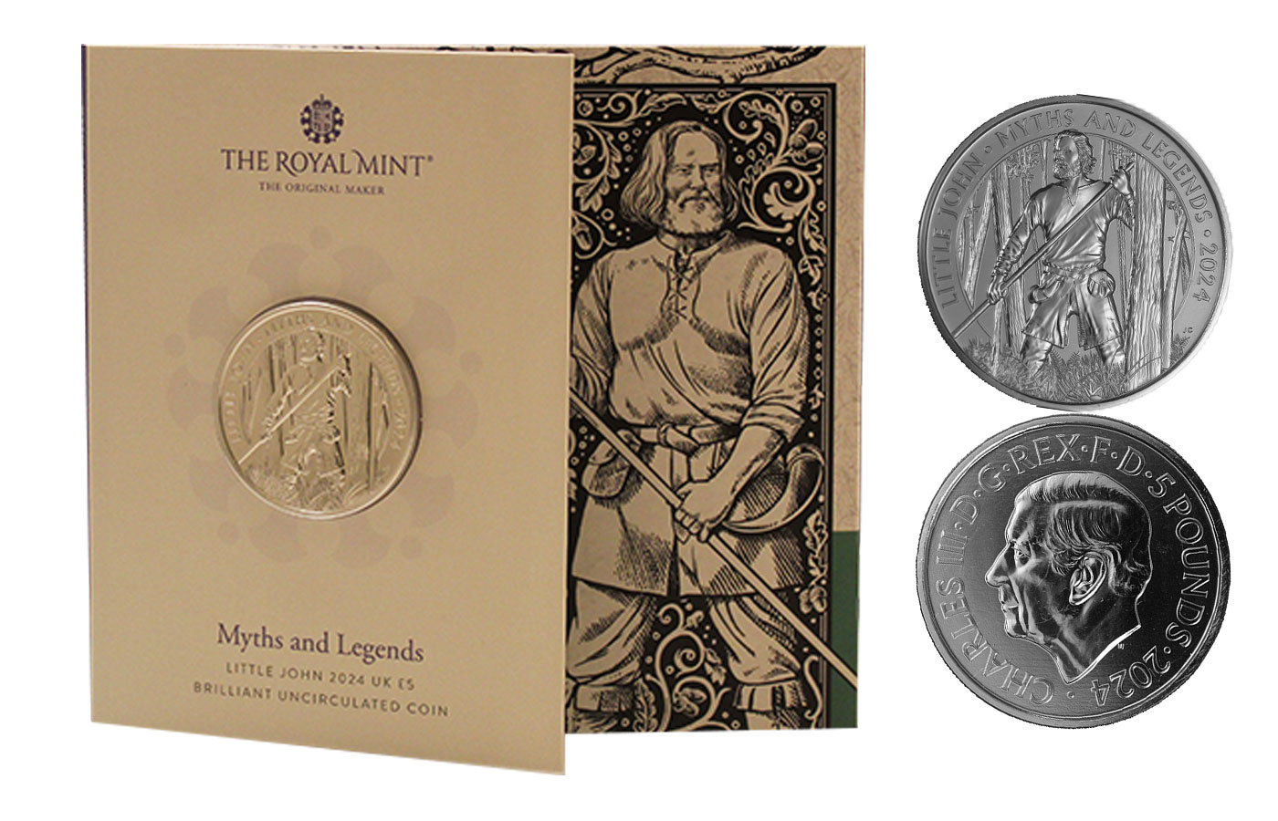 "Miti e leggende: Little John" - Re Carlo III - 5 Pounds - In folder