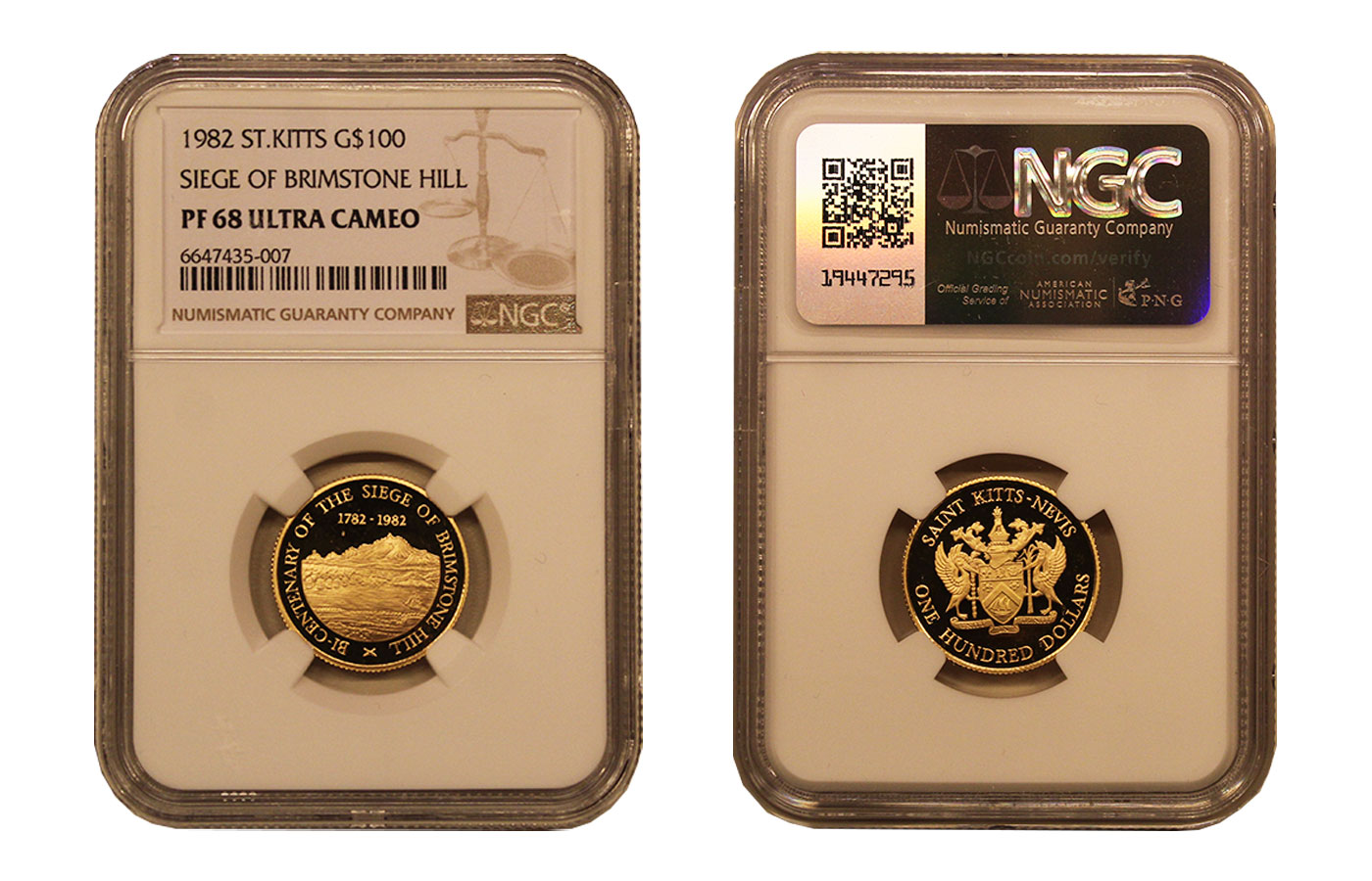 "200 Assedio di Brimstone Hill" - 100 Dollari (Sterlina) gr. 7,98 in oro 917/ - In slab PF68