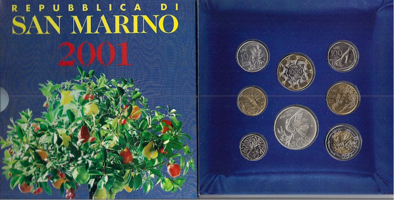 "1700 Anniv. della Repubblica di San Marino" - Serie divisionale di 8 monete - In conf. originale