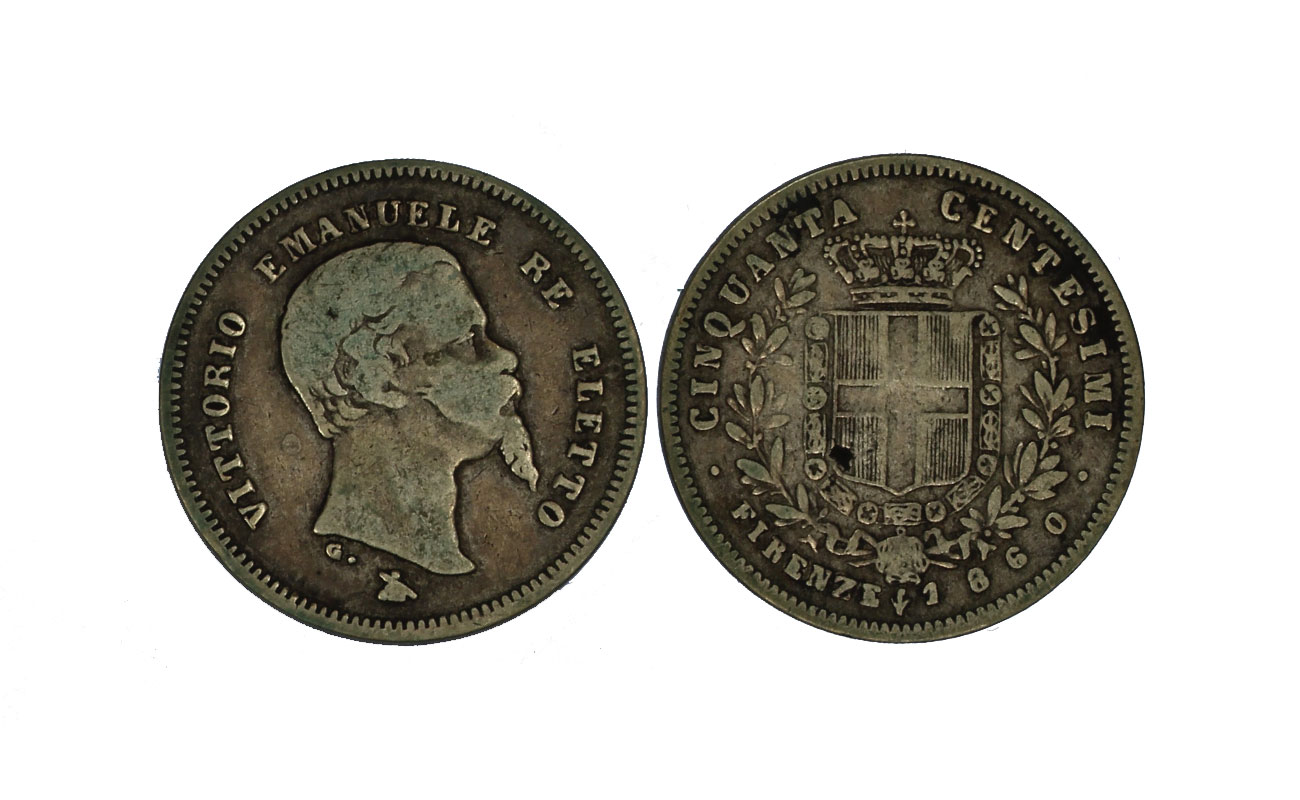 Re eletto Vittorio Emanuele II - 50 centesimi 