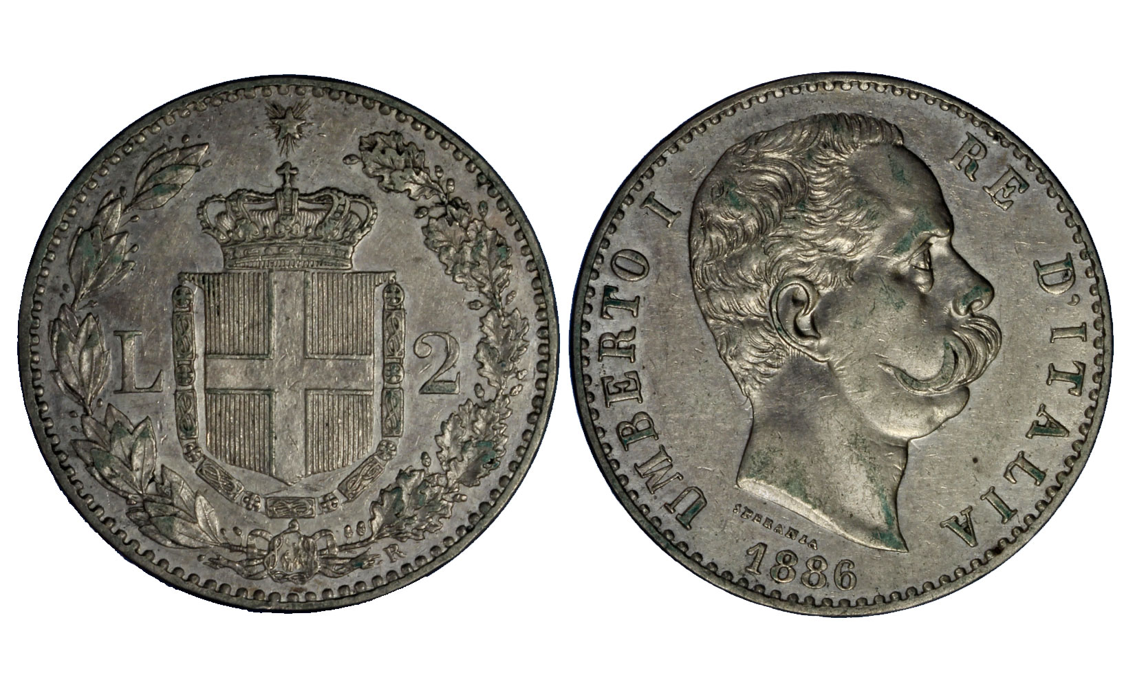 2 lire in argento zecca di Roma