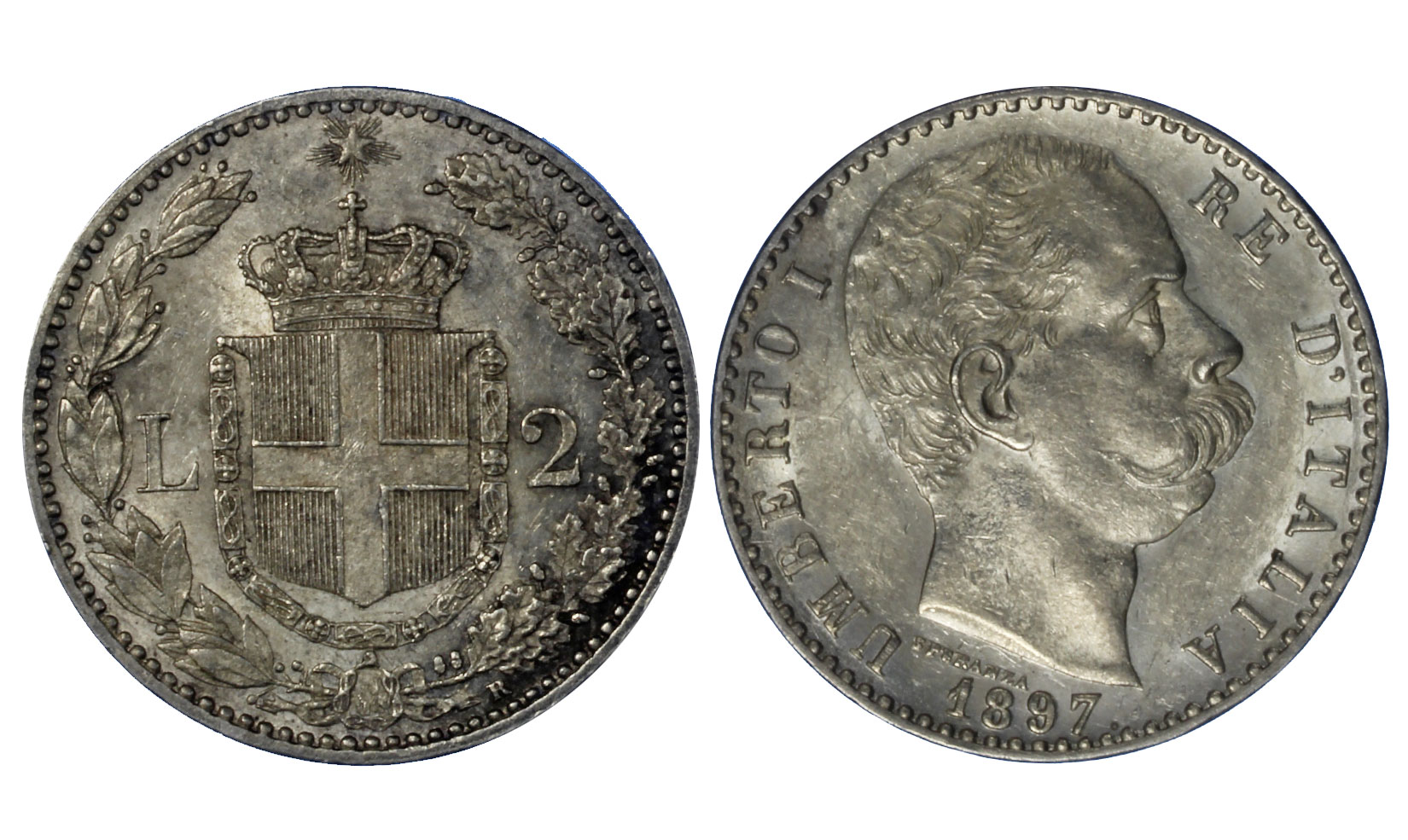 2 lire in argento zecca di Roma