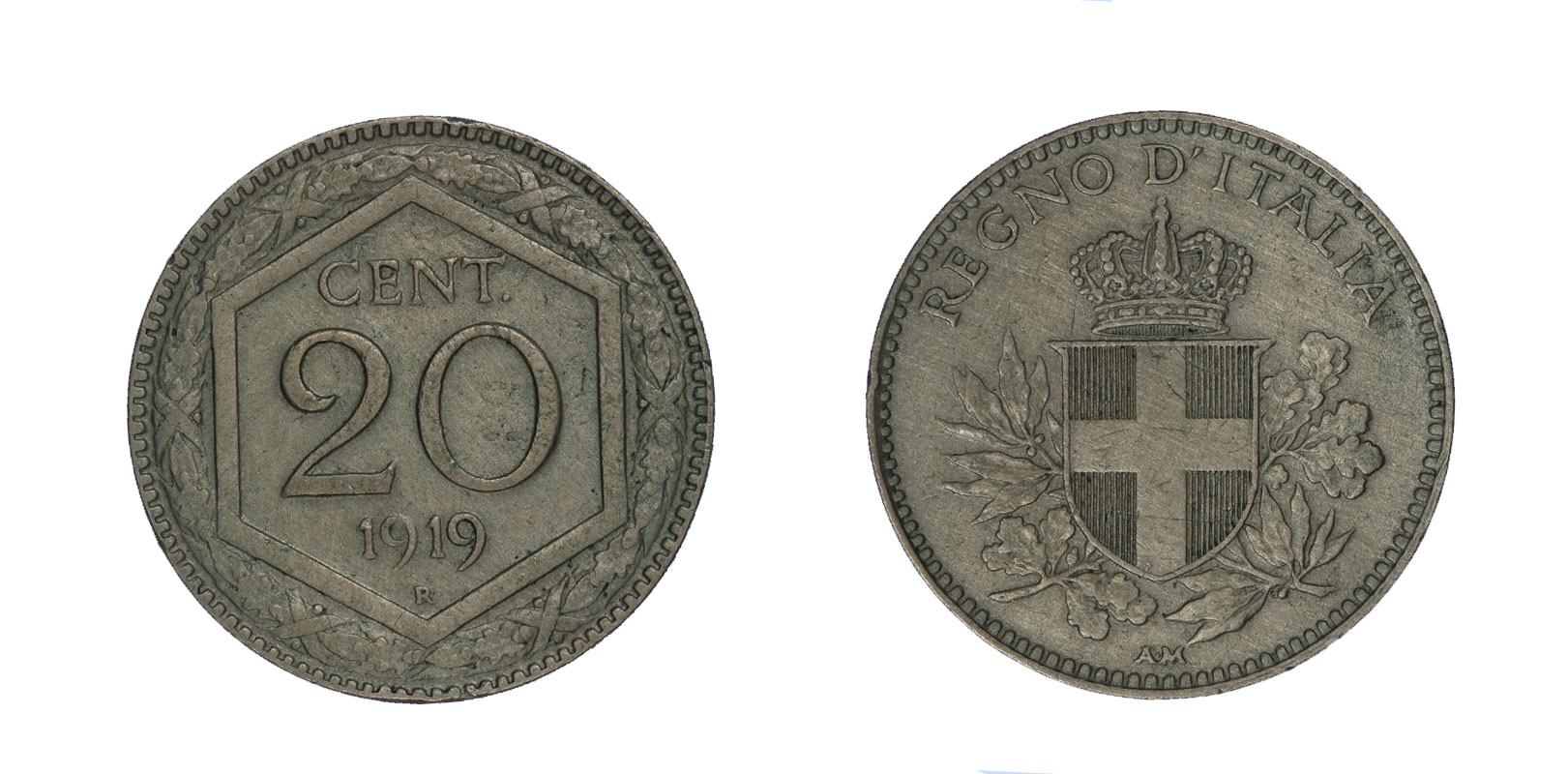 20 centesimi Esagono zecca di Roma