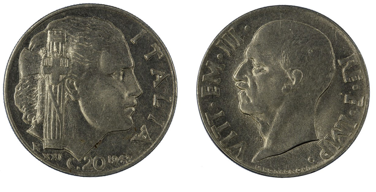 20 centesimi Impero (anno XXI) zecca di Roma