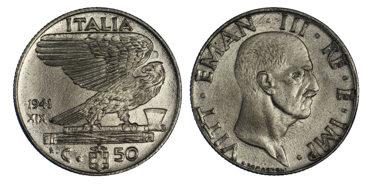 50 centesimi Impero (anno XIX) zecca di Roma