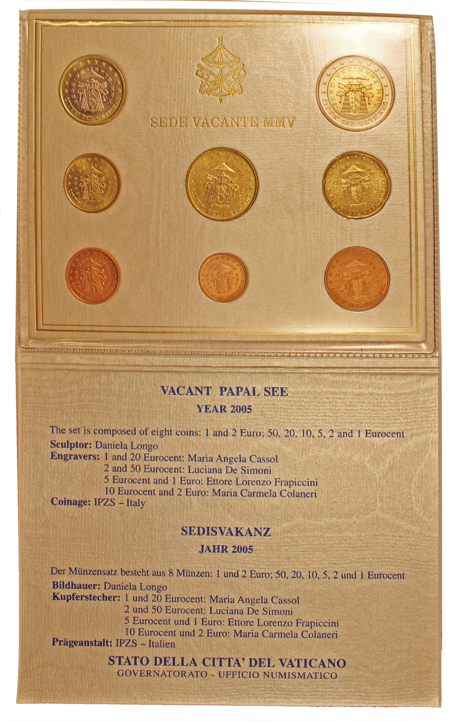Sede Vacante - Serie completa di 8 monete in euro in confezione originale 