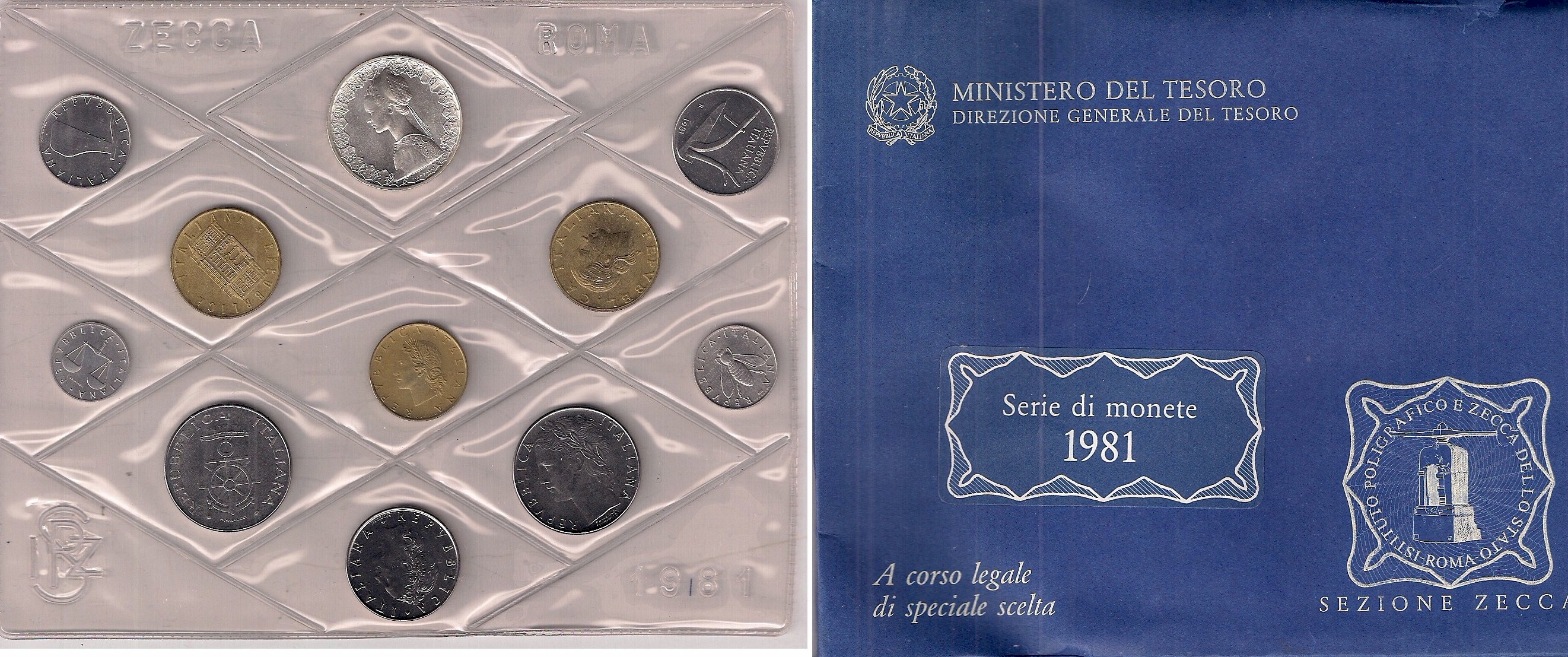 Serie completa di 11monete confezionate dalla Zecca Italiana