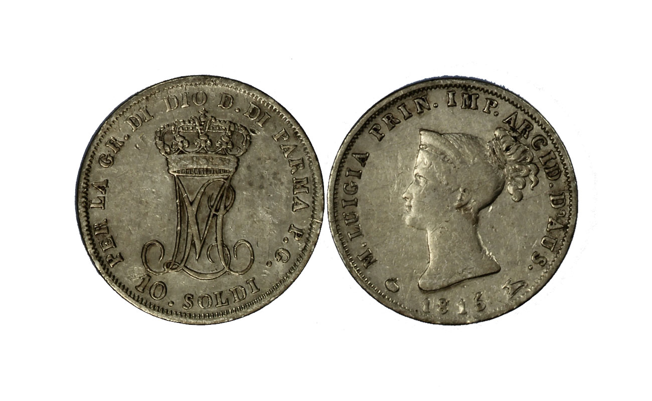 Duchessa Maria Luigia - 10 Soldi gr. 2,50 in arg. 900/