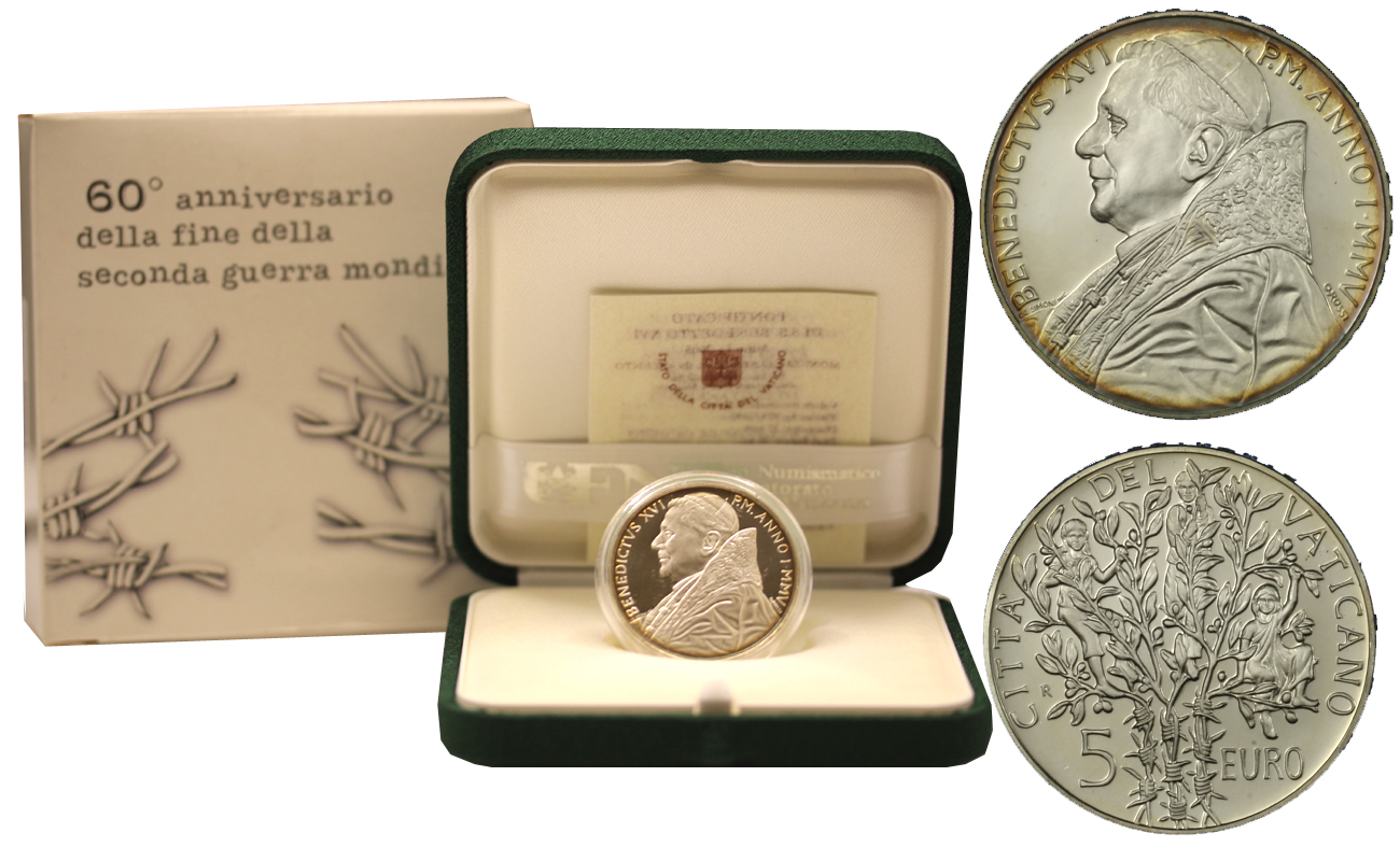 60 anniv. della fine della Seconda Guerra Mondiale - 5 Euro commemorativa in argento
