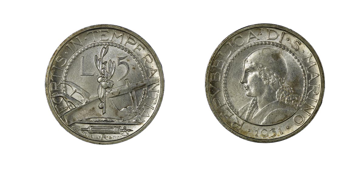 5 lire in argento zecca di Roma